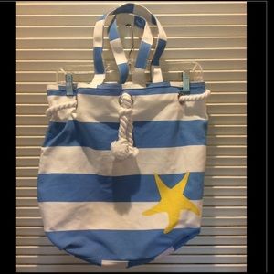 Barnes & Noble tote blue/white stripe beach bag